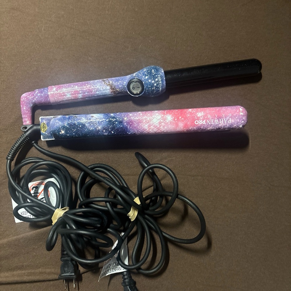 PARWIN PRO PW-S03 1" Curler & Straightener 2 Parts Of The 1875W Set Galaxy Print